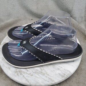 Spenco Shoes Womens Size 8 Black Faux Leather Yumi Thong Sandals